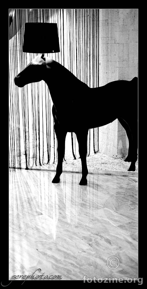Black Horse Art Deco Lamp